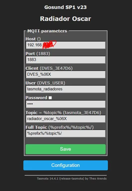 configuración MQTT en Tasmota