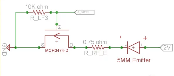 Circuito básico de diodo IR a 2V