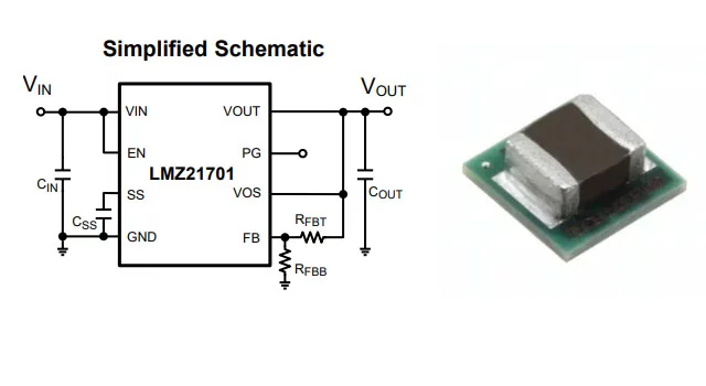 Esquema básico de funcionamiento del regulador de tensión LMZ21701