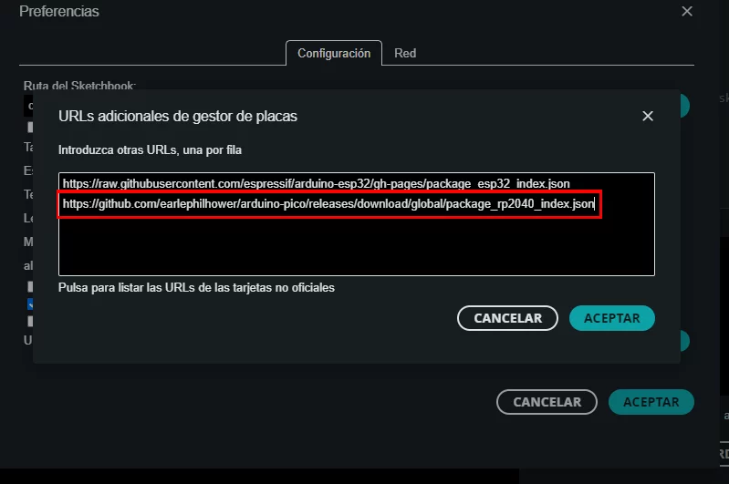 Preferencias de Arduino IDE